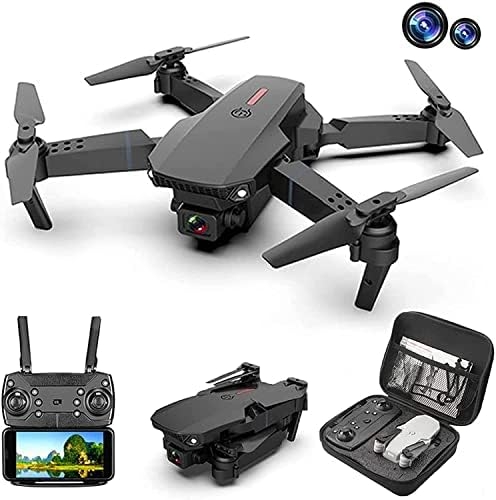 4K E88 Pro Drone with 4K HD Camera for Adults and Kids FPV Live Video RC Quadcopter for Beginner Foldable RC Quadcopter Helicopter Kids Toys 2 Batteries and Carrying Case