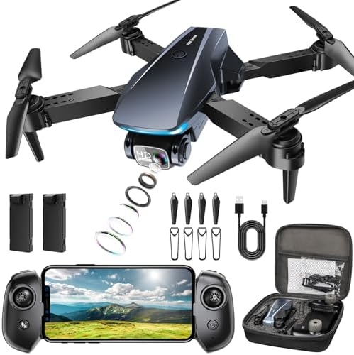 Mini Drone with Camera – Drones for Kids Adults, 1080P HD Foldable Drone with Stable Hover, Trajectory Flight, Gravity Control, 90° Adjustable Lens, One Key Take Off/Land, 3D Flip