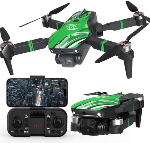 TT19 Foldable 4K Drone with Camera for Adults, 270° Obstacle Avoidance, Brushless Motor Drones RC Quadcopter with Optical Flow Positioning, Level 3 Wind Resistance, Altitude Hold, Green