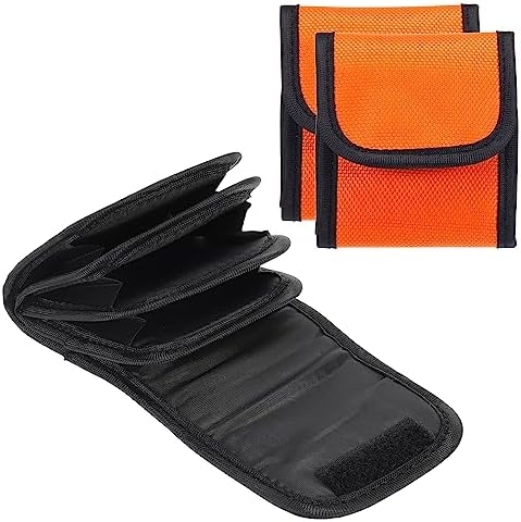 PATIKIL 2 Pcs Lens Filter Case, 4-Pocket Camera Filter Case Portable Lens Filter Pouch Photography Fit Camera Bag Pocket Drone for 25mm-58mm, Orange