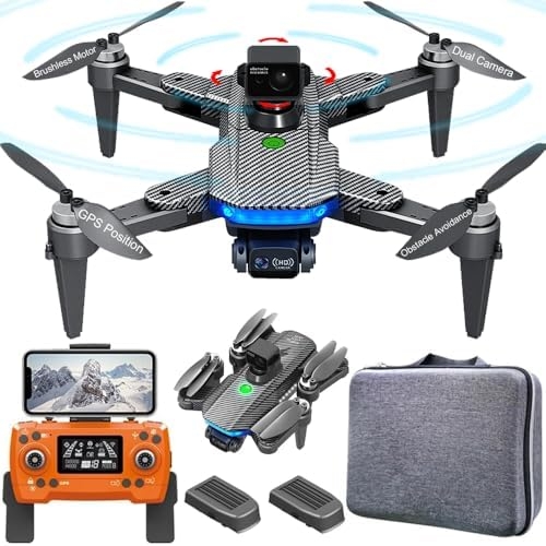 Lozenge Carbon Fiber Pattern 360° Obstacle Avoidance Brushless Drone with Camera for Adults 4K GPS Drone Smart Follow RC Quadcopter L900 HJ90 MAX Helicopter Motorized Adjustment Camera Dual Cameras
