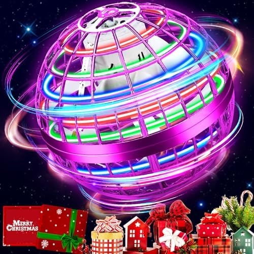 Flying Orb Ball Toy,Flying Ball Drone Hand Controlled, Flying Hover Ball Toys with LED Light, Cool Toys Birthday Gift, Cosmic Globe Boomerang Ball for Boys and Girls (Purple)